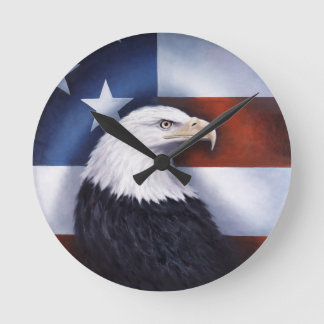 American Eagle and Flag Round Clock