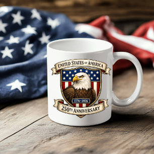 American Eagle and Flag Shield Design Coffee Mug