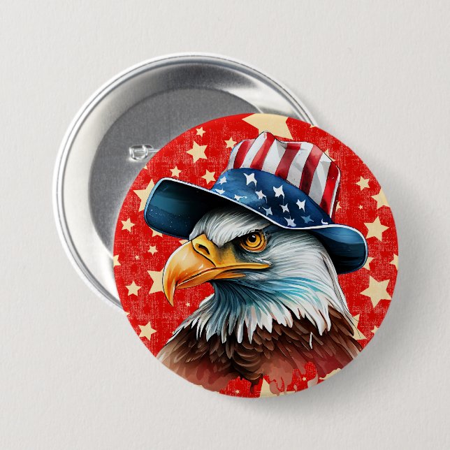 American Eagle Flag 3 Inch Round Button (Front & Back)