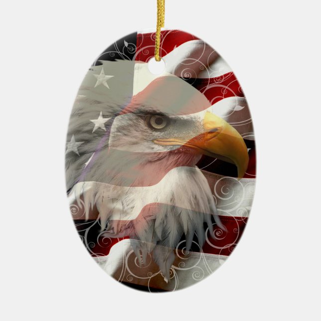 American Eagle Flag Oval Ornament (Front)