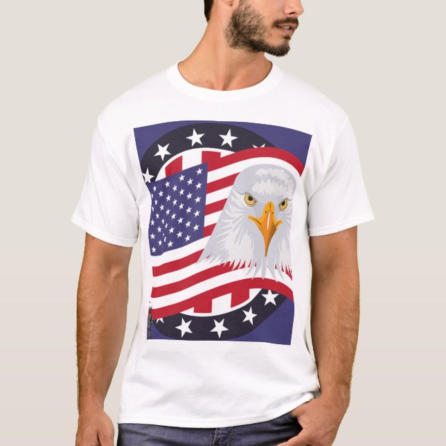 American Eagle & Flag Patriotic T-Shirt (Devant)
