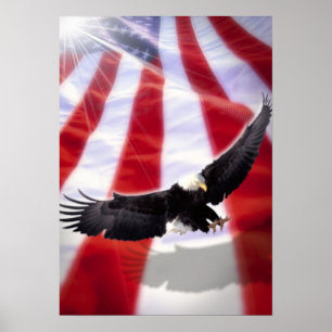 American Eagle & Flag Poster