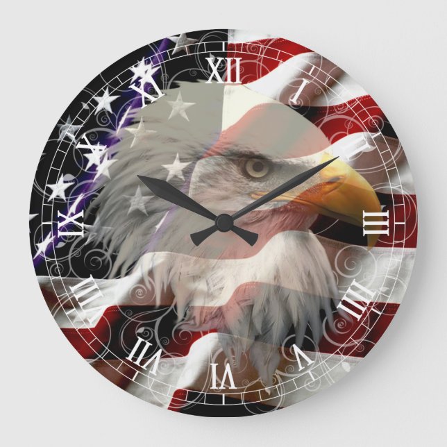 American Eagle Flag Roman Numeral Clock (Front)