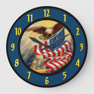 American Eagle Flag Wall Clock