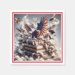 American Eagle History with red border Napkin