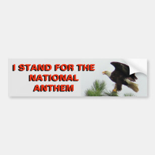American Eagle I Stand  For the Anthem Red  Black Bumper Sticker