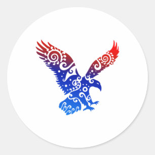 American Eagle Maori Style Tribal Tattoo Gift Idea Classic Round Sticker