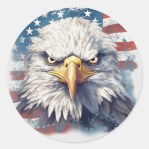 American Eagle on American flag Classic Round Sticker