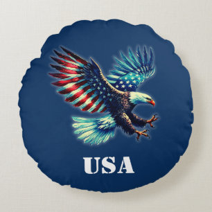 American Eagle Patriotic USA Round Pillow