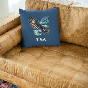 American Eagle Patriotic USA Throw Pillow