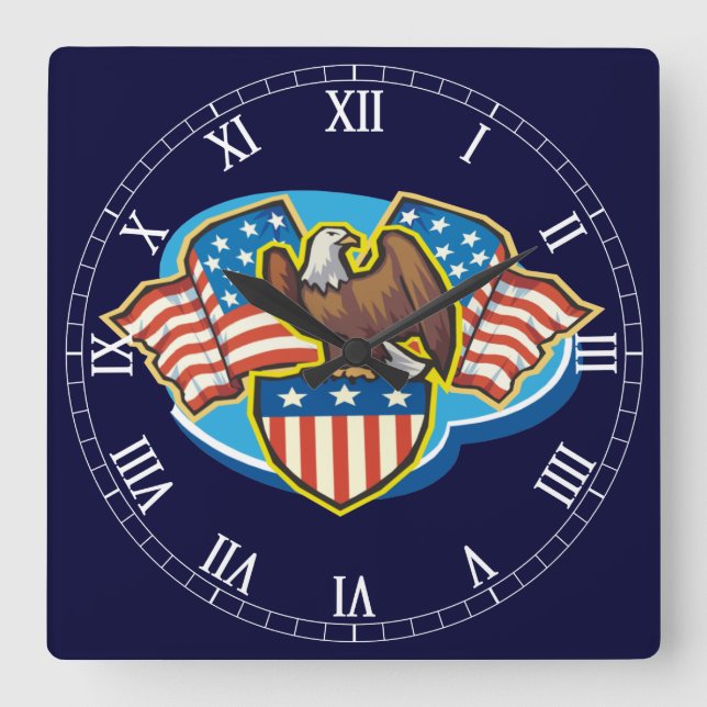 American Eagle Square Roman Numerals Clock (Front)