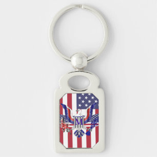 American eagle symbol and flag keychain
