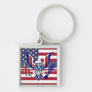 American eagle symbol and flag keychain