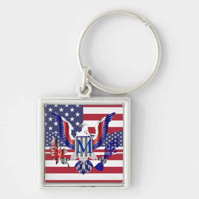 American eagle symbol and flag keychain (Front)