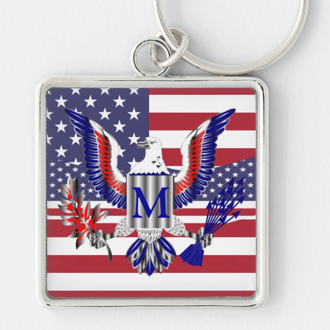 American eagle symbol and flag keychain (Front)