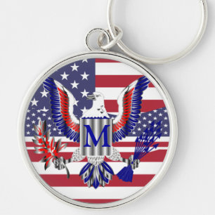 American eagle symbol and flag keychain