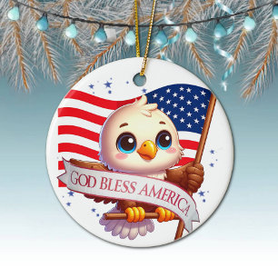 American Eagle USA Flag Gift for Patriot 🦅🇺🇸 Ceramic Ornament