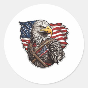 american eagle with american flag classic round sticker