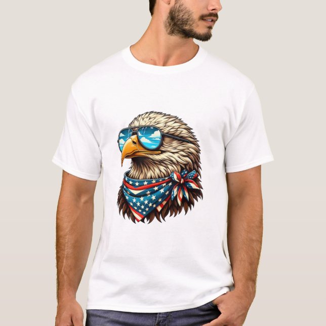 American Eagle with Blue Goggles Luxury T-Shirt  (Front)