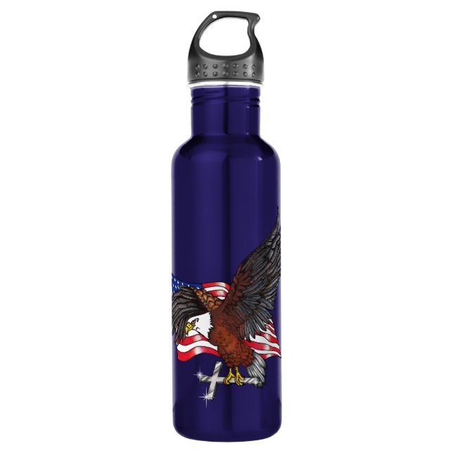 American Eagle with Cross  710 Ml Water Bottle (Front)
