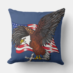 American Eagle with Cross Throw Pillow