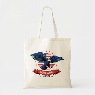 American Eagle with Flag Colours Stars & Stripes Tote Bag