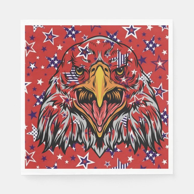 American Eagle with Red Star Background Napkin (Front)