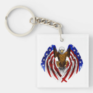 American Eagle with USA Flag on wings Keychain