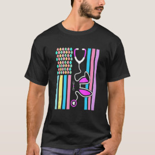 American Eggs Flag Stethoscope Bunny Nurse Doctor T-Shirt