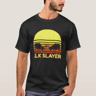 American Elk Hunter Dad Vintage Retro Sunset Bow H T-Shirt