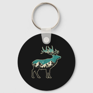 American Elk Lover Dad Retro Hunting  Keychain