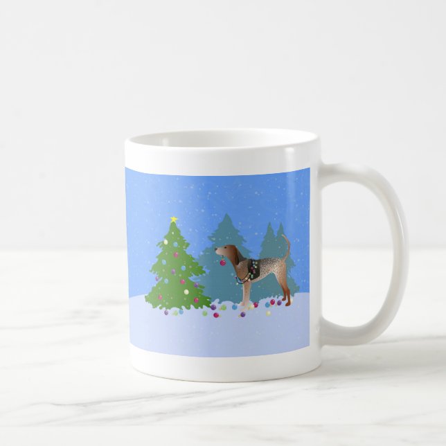 American English Coonhound Decorating Christmas Tr Coffee Mug (Right)