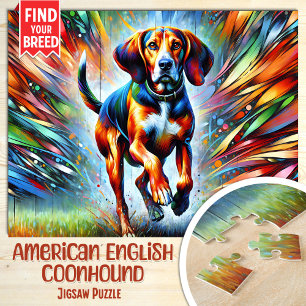 American English Coonhound Dog Acrylic Portrait Jigsaw Puzzle