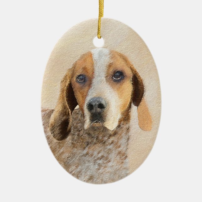 American English Coonhound Painting - Dog Art Ceramic Ornament (Front)