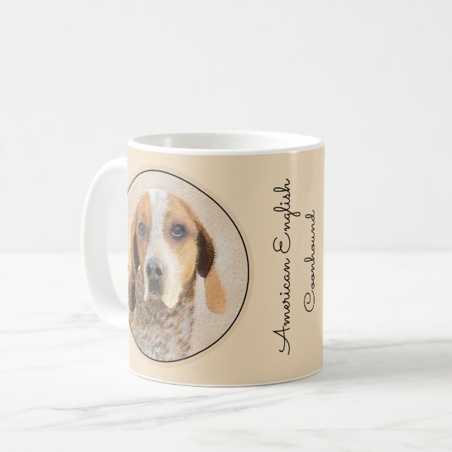 American English Coonhound Painting - Dog Art Coffee Mug (Front Left)