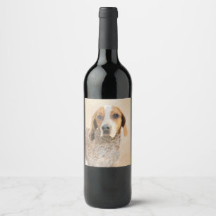 American English Coonhound Painting - Dog Art Wine Label