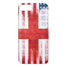 American English Flag | Wood Grain & Paintstrokes