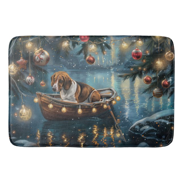 American English Foxhound Christmas Festive Voyage Bath Mat (Front)