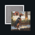 American English Foxhound Christmas Lights Holiday Magnet<br><div class="desc">A heartwarming holiday scene featuring a dog sitting peacefully beside a window,  surrounded by glowing Christmas lights. This cozy and festive design captures the spirit of the season,  perfect for adding warmth and charm to any space. Ideal for dog lovers and holiday decor enthusiasts.</div>