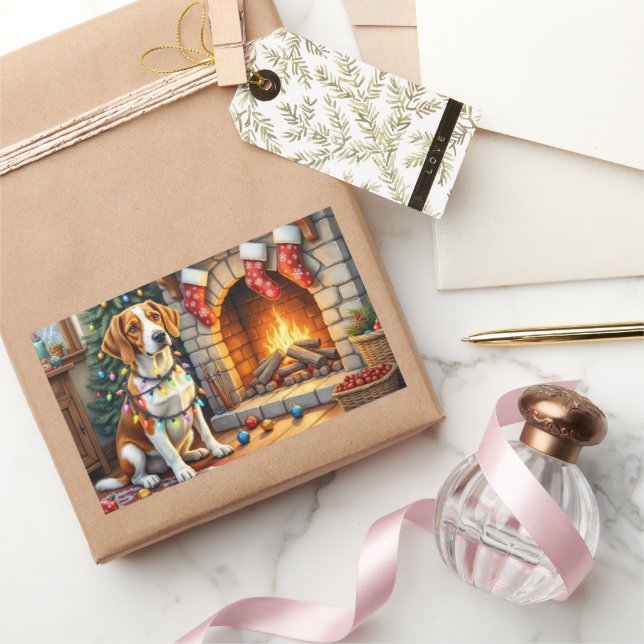 American English Foxhound Christmas Lights  Sticker (Gifting)