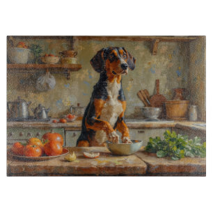 American English Foxhound Cooking in Kitchen Cutting Board