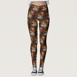 American English Foxhound Dog Christmas Festive Leggings