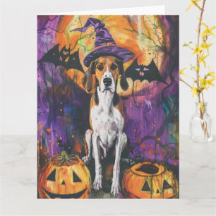 American English Foxhound Halloween Pumpkin  Card