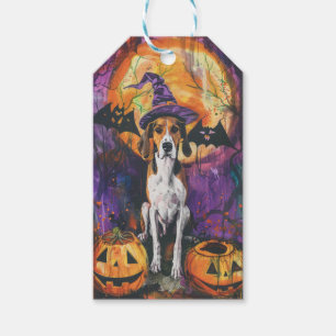 American English Foxhound Halloween Pumpkin  Gift Tags