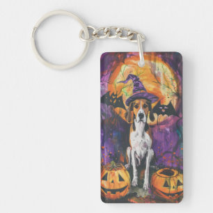 American English Foxhound Halloween Pumpkin  Keychain