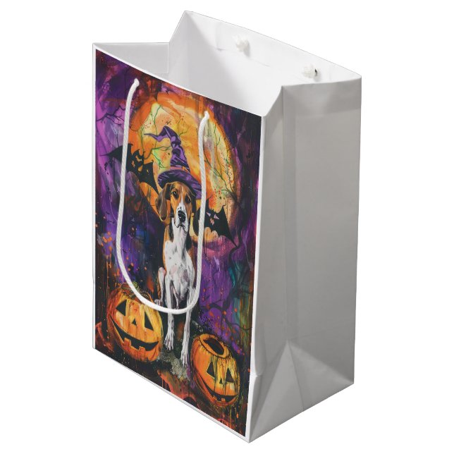 American English Foxhound Halloween Pumpkin  Medium Gift Bag (Front Angled)