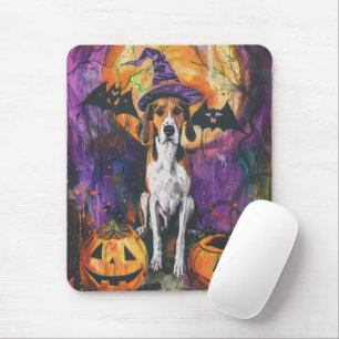 American English Foxhound Halloween Pumpkin  Mouse Pad