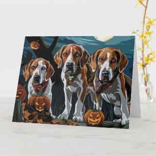 American English Foxhound Halloween Spooky Card