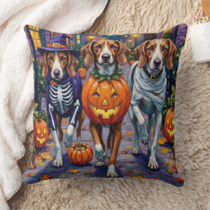 American English Foxhound In Halloween Costumes Throw Pillow