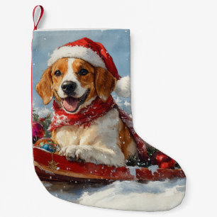American English Foxhound in Sledge Christmas Small Christmas Stocking